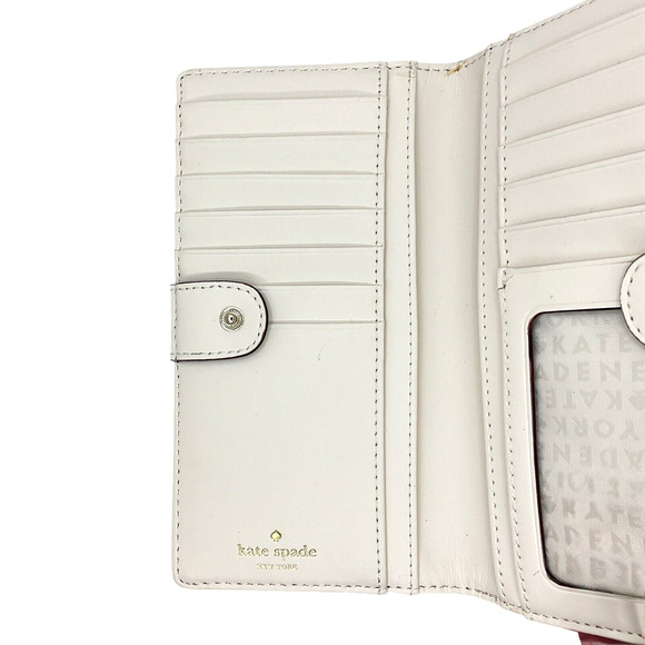 Kate Spade Wallet Pond Stacy Crosshatch Leather Soft Aubergine Wine - Picture 7 of 8